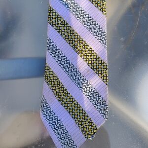 New Look Lavender Stripe Tie with Navy and Yellow Accents